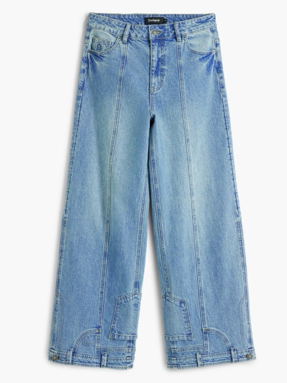 Desigual Light Blue Straight-Leg Y2K Inverted Denim Jeans Sz 36